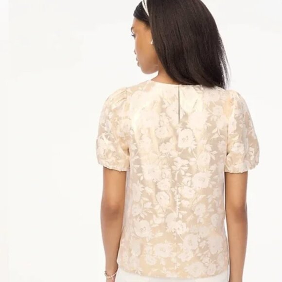 J Crew Factory Jacquard Puff-sleeve Top - Picture 2 of 3